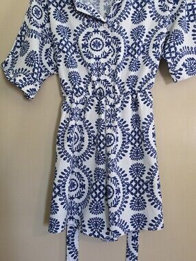 Blue and White Floral Medallion Romper